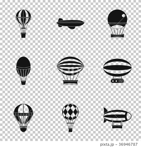 Hot air balloon icon set, simple style Hot air balloon icon set, simple style 36946787