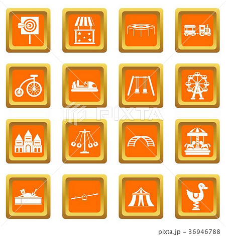 Amusement park icons set orange Amusement park icons set orange 36946788