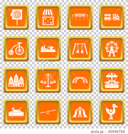 Amusement park icons set orange Amusement park icons set orange 36946788