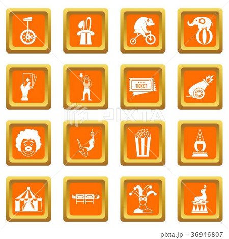 Circus entertainment icons set orange 36946807
