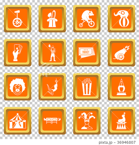 Circus entertainment icons set orange 36946807