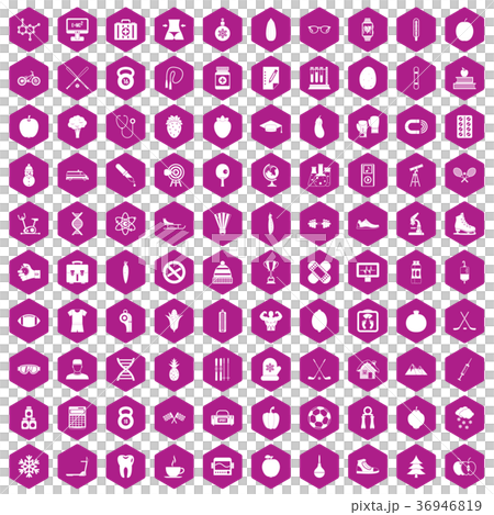 100 well person icons hexagon violet 100 well person icons hexagon violet 36946819