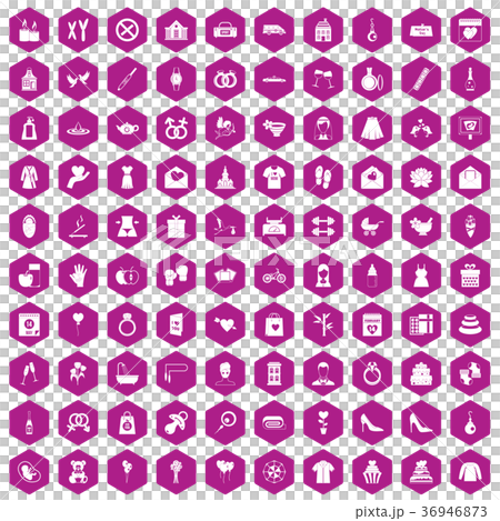 100 woman happy icons hexagon violet 36946873