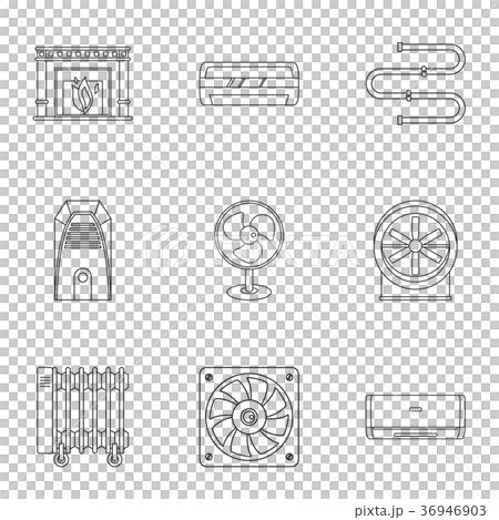 Heating cooling air icon set, outline style Heating cooling air icon set, outline style 36946903