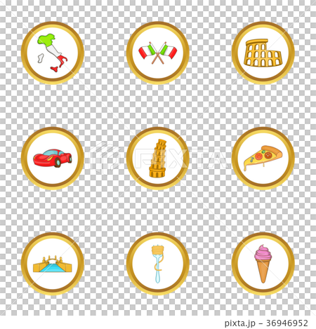 Italia icon set, cartoon style Italia icon set, cartoon style 36946952