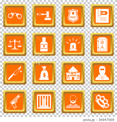 Crime and punishment icons set orange-插圖素材 [36947009] - PIXTA圖庫