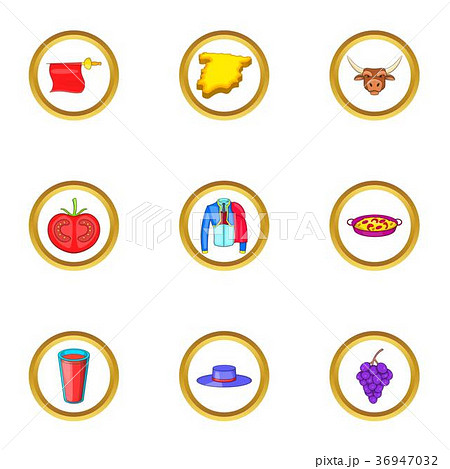 Madrid icons set, cartoon style 36947032