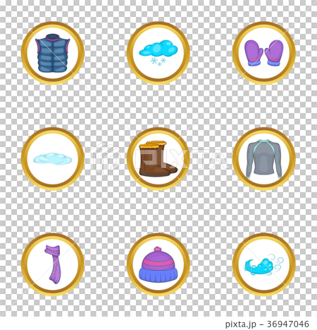 Winter clothing icons set, cartoon style - Stock Illustration [36947046 ...