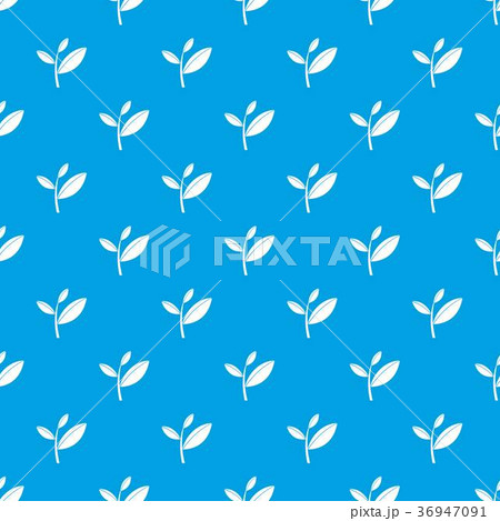Tea leaf sprout pattern seamless blue 36947091