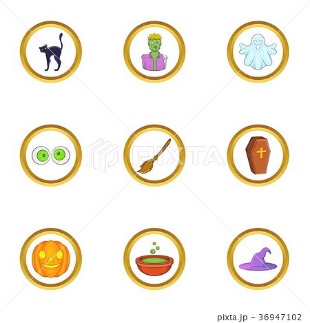 Halloween element icon set, cartoon style 36947102