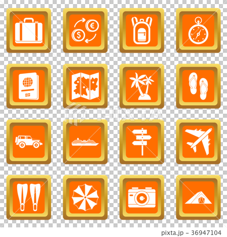 Travel icons set orange 36947104