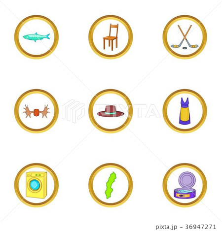 Scandinavia icons set, cartoon style 36947271