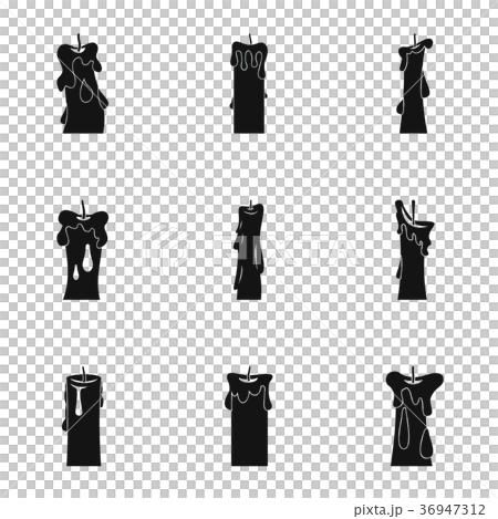 Decorative candle icon set, simple style 36947312