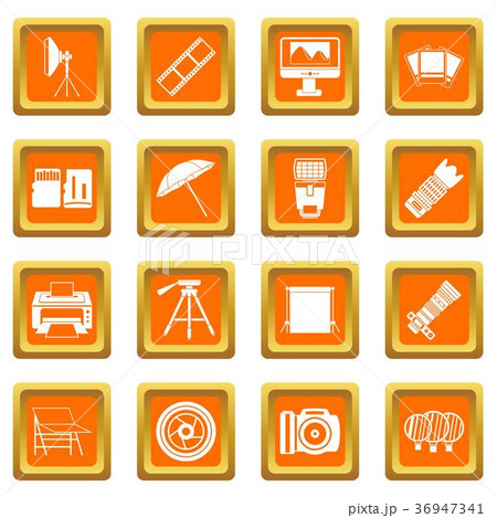 Photo studio icons set orange Photo studio icons set orange 36947341