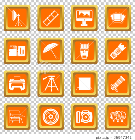 Photo studio icons set orange Photo studio icons set orange 36947341