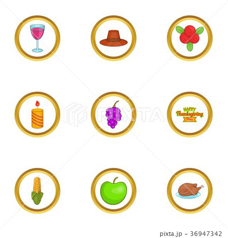 Autumn celebration icons set, cartoon style Autumn celebration icons set, cartoon style 36947342