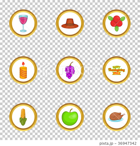 Autumn celebration icons set, cartoon style Autumn celebration icons set, cartoon style 36947342