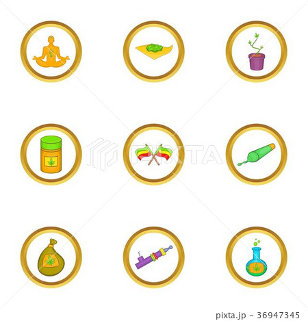 Rastafarian icon set, cartoon style Rastafarian icon set, cartoon style 36947345