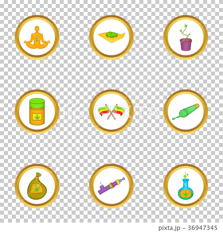 Rastafarian icon set, cartoon style Rastafarian icon set, cartoon style 36947345