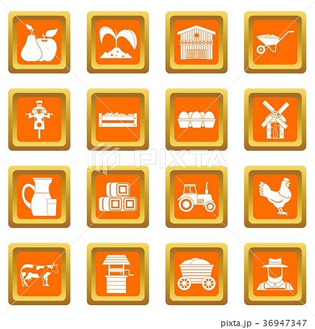 Farm icons set orange Farm icons set orange 36947347