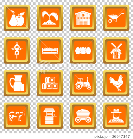 Farm icons set orange Farm icons set orange 36947347