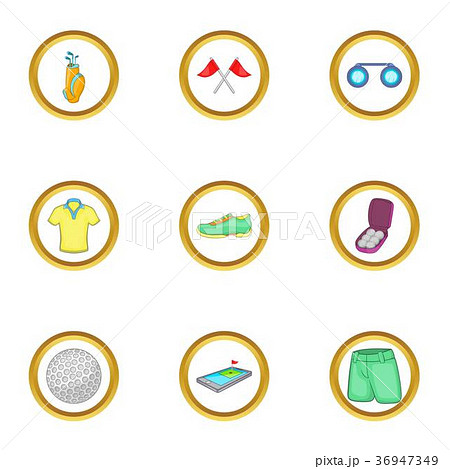 Golf ivent icons set, cartoon style Golf ivent icons set, cartoon style 36947349