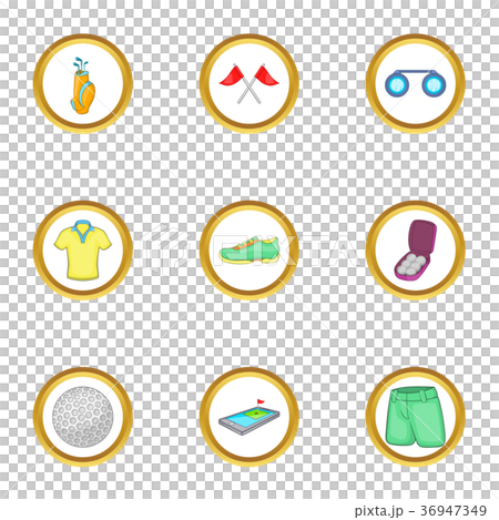 Golf ivent icons set, cartoon style Golf ivent icons set, cartoon style 36947349