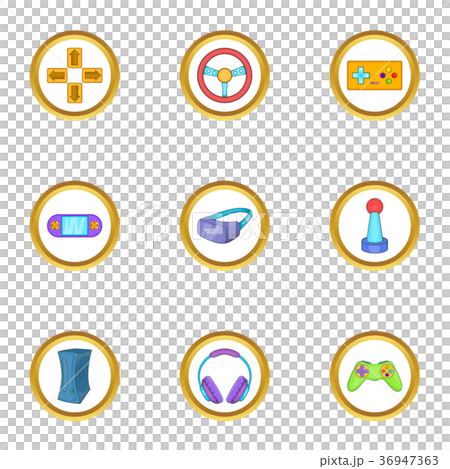 Video game icon set, cartoon style 36947363