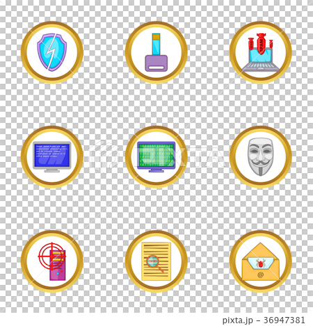 Firewall icons set, cartoon style 36947381