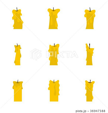 Paraffin candle icon set, flat style Paraffin candle icon set, flat style 36947388