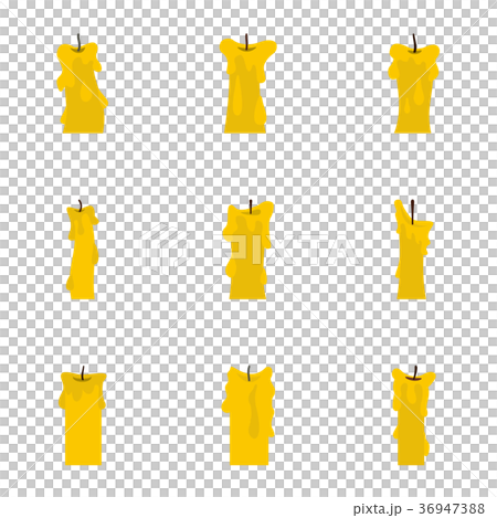 Paraffin candle icon set, flat style Paraffin candle icon set, flat style 36947388