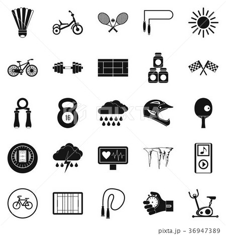 Cycling icons set, simple style Cycling icons set, simple style 36947389