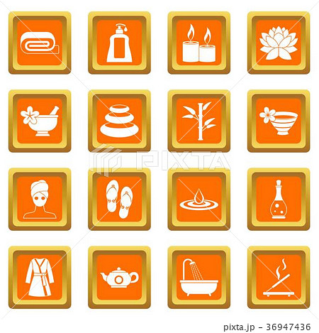Spa treatments icons set orange Spa treatments icons set orange 36947436