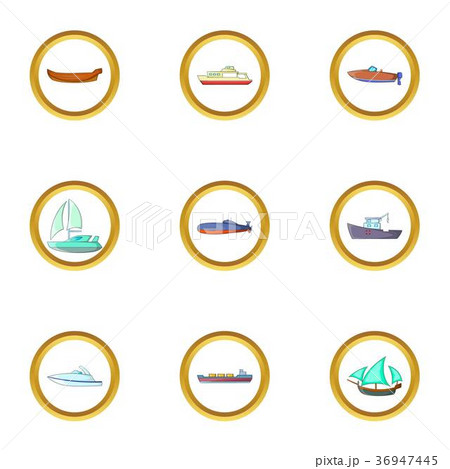 Sea cargo icons set, cartoon style Sea cargo icons set, cartoon style 36947445