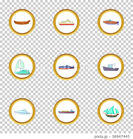 Sea cargo icons set, cartoon style Sea cargo icons set, cartoon style 36947445