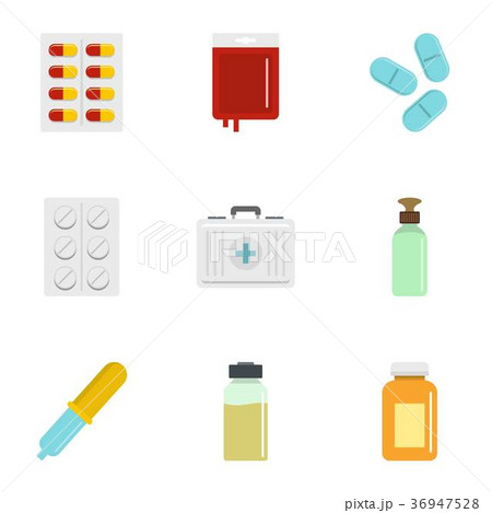 Pharmacy icon set, flat style 36947528