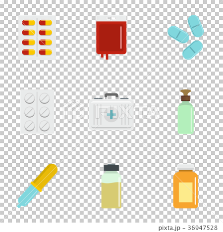 Pharmacy icon set, flat style 36947528