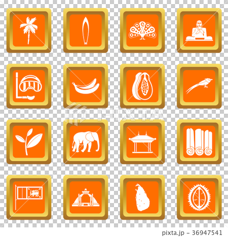 Sri Lanka travel icons set orange Sri Lanka travel icons set orange 36947541