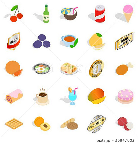 Drinks icons set, isometric style Drinks icons set, isometric style 36947602