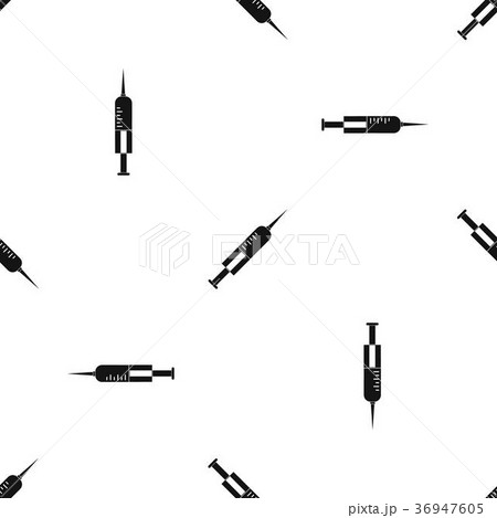 Syringe with needle pattern seamless black Syringe with needle pattern seamless black 36947605