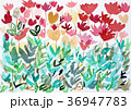 抽象的なチューリップ畑ハート型お花ボタニカル水彩 36947783