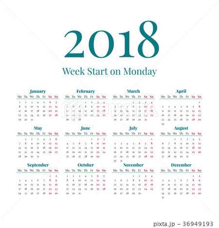 Simple 2018 year calendar 36949193