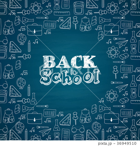 Back to school doodles in chalkboard background 36949510