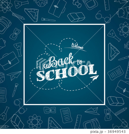 Back to school doodles in chalkboard background 36949543