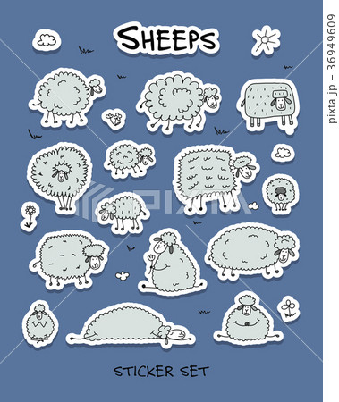 Funny sheeps, sticker set for your design 36949609