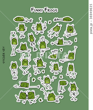 Funny frogs, sticker set for your design 36949635
