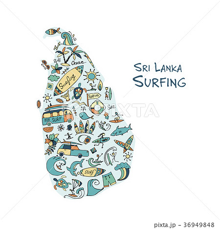 Sri Lanka surfind, design made from surf icons 36949848