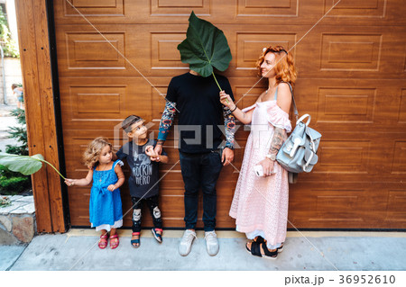 Family having fun on the street Family having fun on the street 36952610