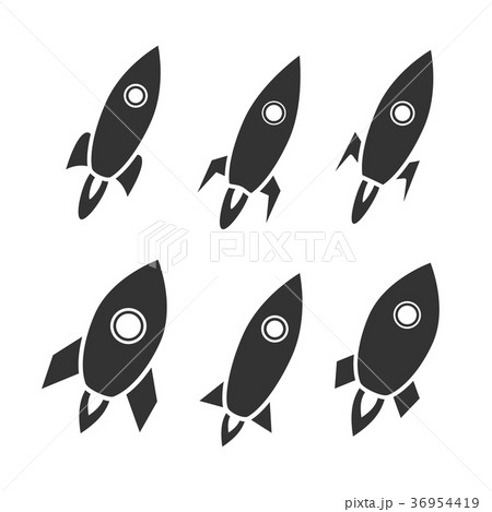 Rocket silhouette icons set. 36954419