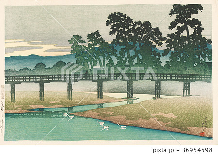 川瀬巴水 清瀬川の写真素材